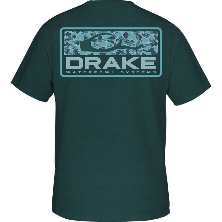 Drake Old School Bar T-Shirt - Green Blue Slate Heather