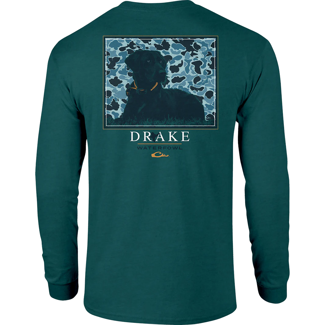 Drake Old School Square Long Sleeve T-Shirt - Green Blue Slate Heather