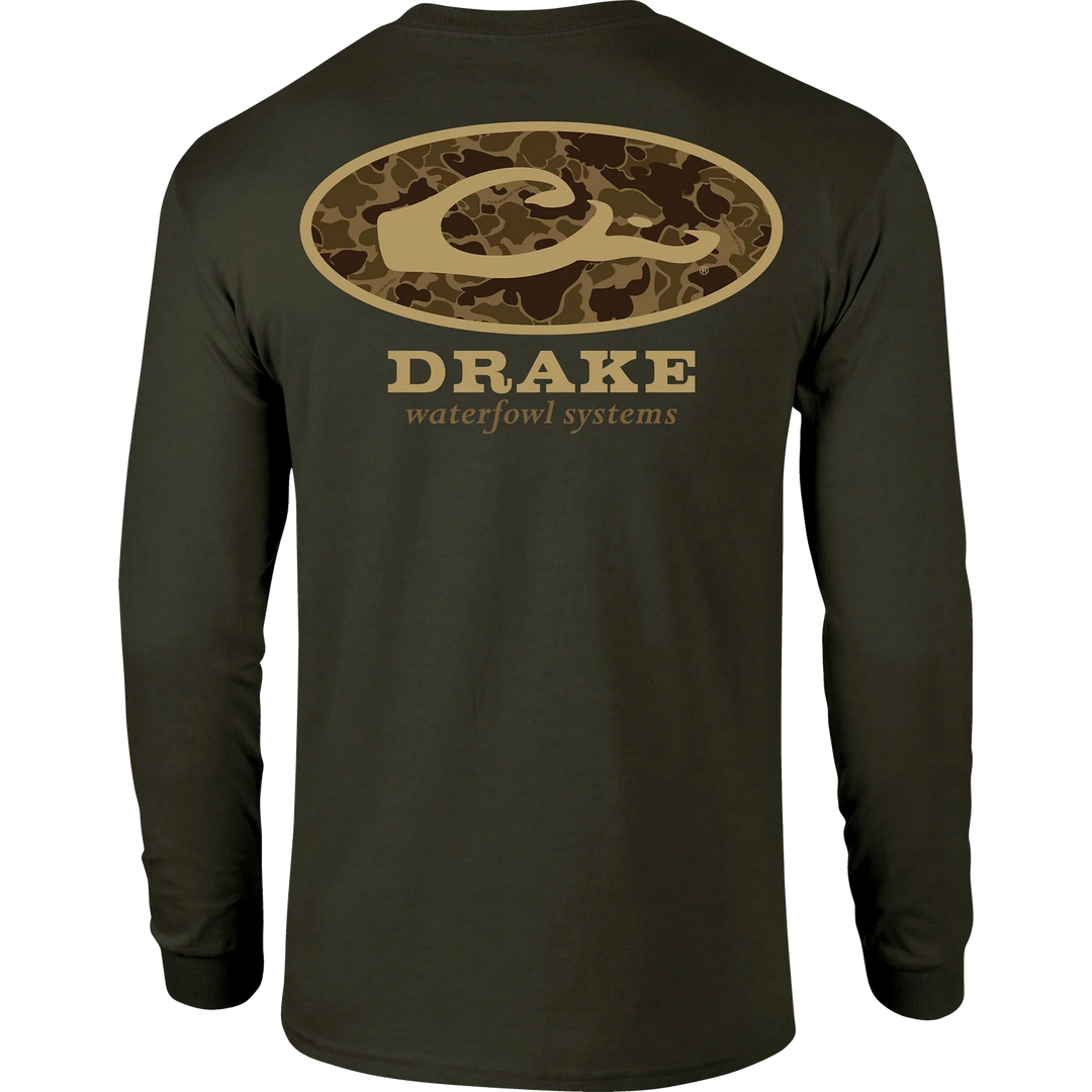 Drake Old School Oval Long Sleeve T-Shirt - Army Green