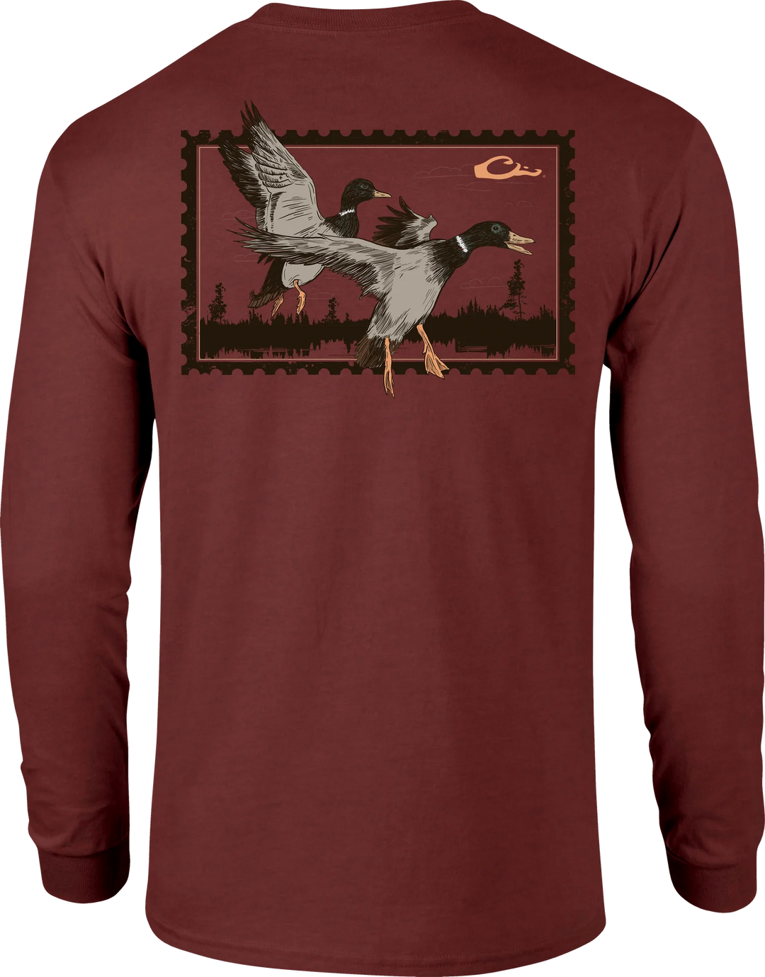 Drake Sunset Flight Long Sleeve T-Shirt - Red Dark Heather