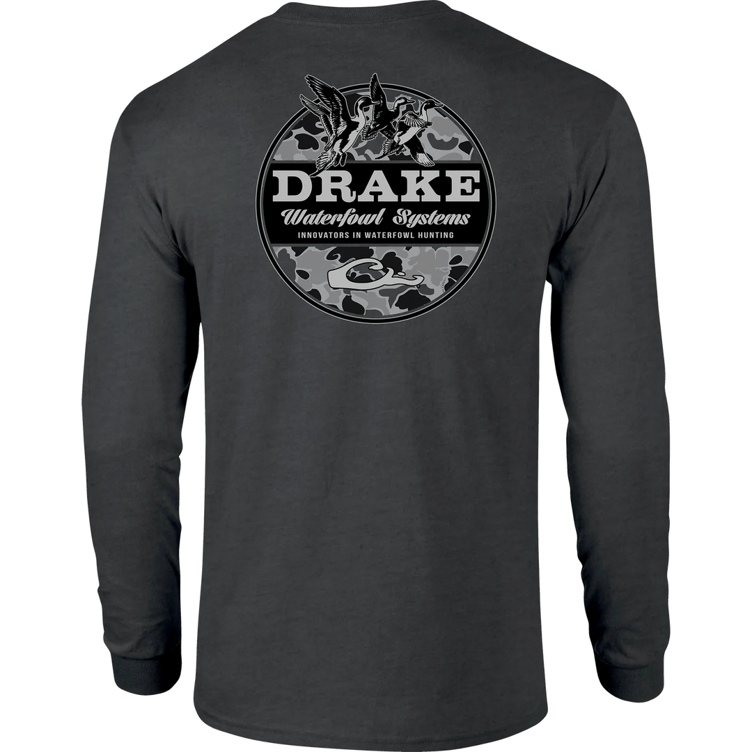 Drake Old School Circle Long Sleeve T-Shirt - Charcoal Heather