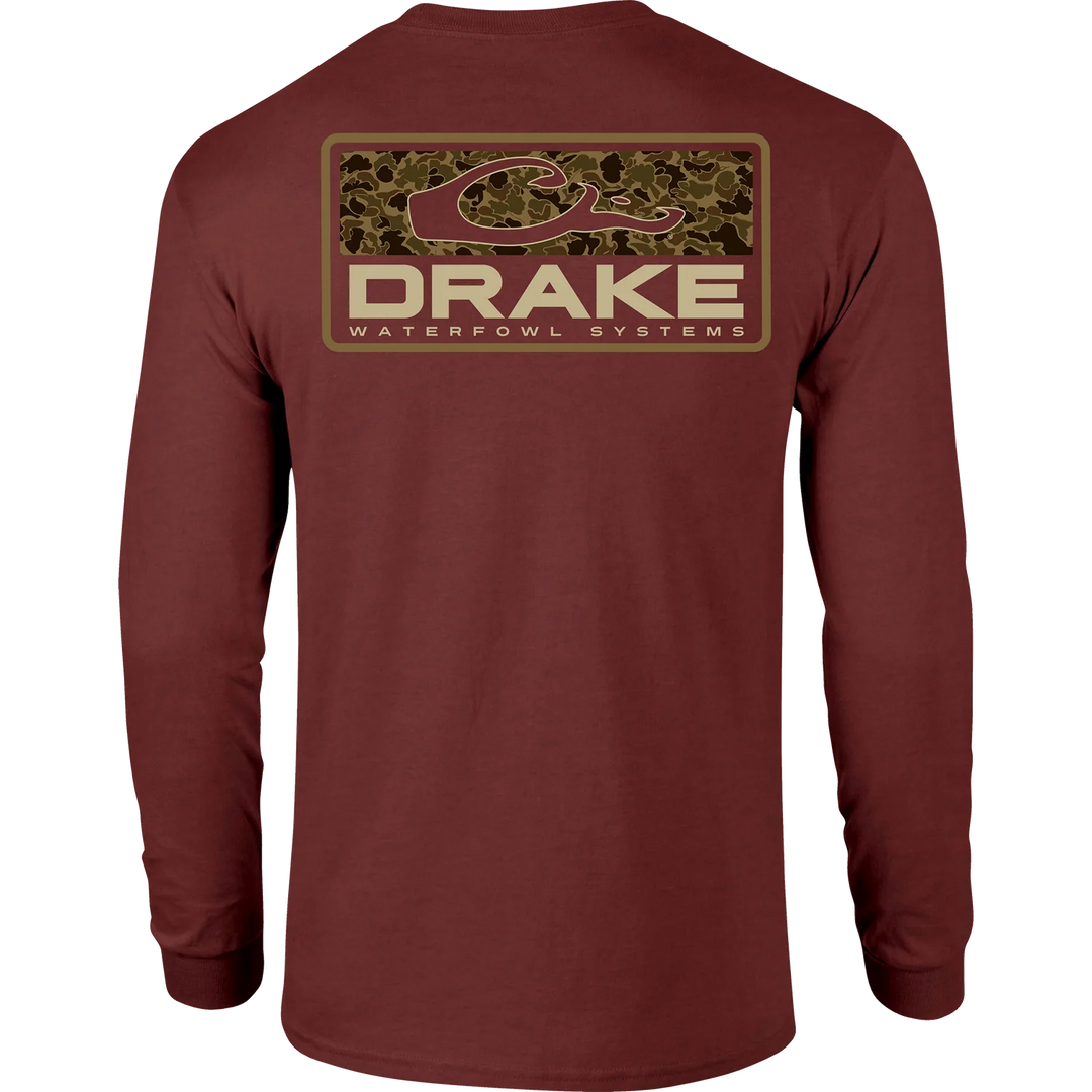 Drake Old School Bar Long Sleeve T-Shirt - Red Dark Heather