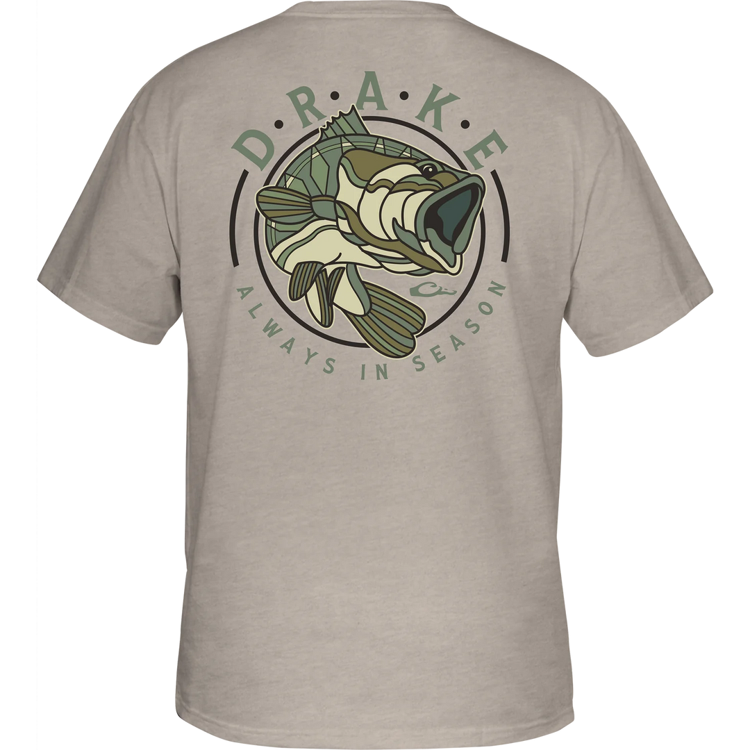 Drake Retro Bass T-Shirt - Cobblestone Light Heather