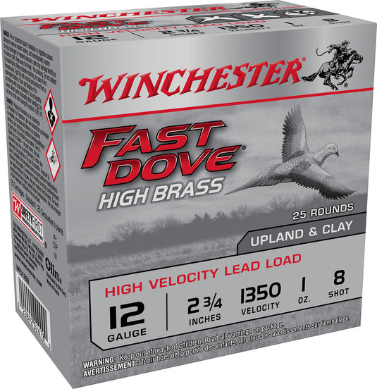 Winchester Fast Dove & Clay Shotshells - 12ga - 2 3/4" - 1350fps - 1oz - 8 Shot - 25ct Box