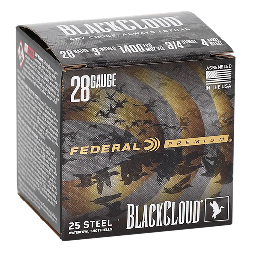 Federal Black Cloud 28ga - 3" - 3/4oz - 4 Shot - 1400fps - 25rd Box