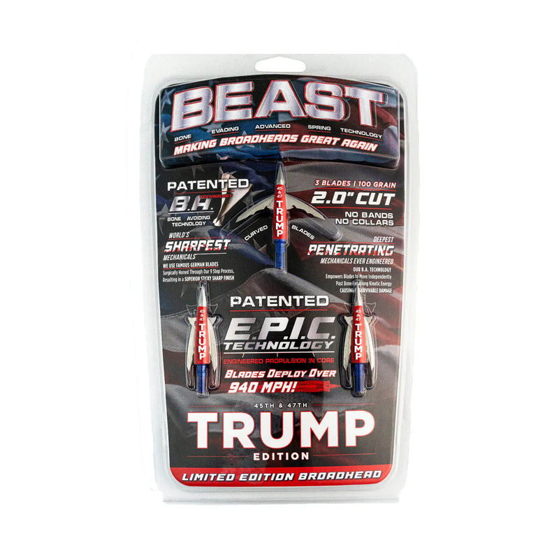 Load image into Gallery viewer, Beast Broadheads 2 Blade Expandable Broadhead - TRUMP Edition - 2.0 Inch Cut - 3 Pack
