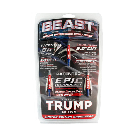 Beast Broadheads 2 Blade Expandable Broadhead - TRUMP Edition - 2.0 Inch Cut - 3 Pack