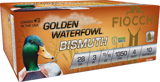 Fiocchi Golden Waterfowl Bismuth 28ga - 3" - 15/16oz - 1350fps - 4 Shot - 10rd Box