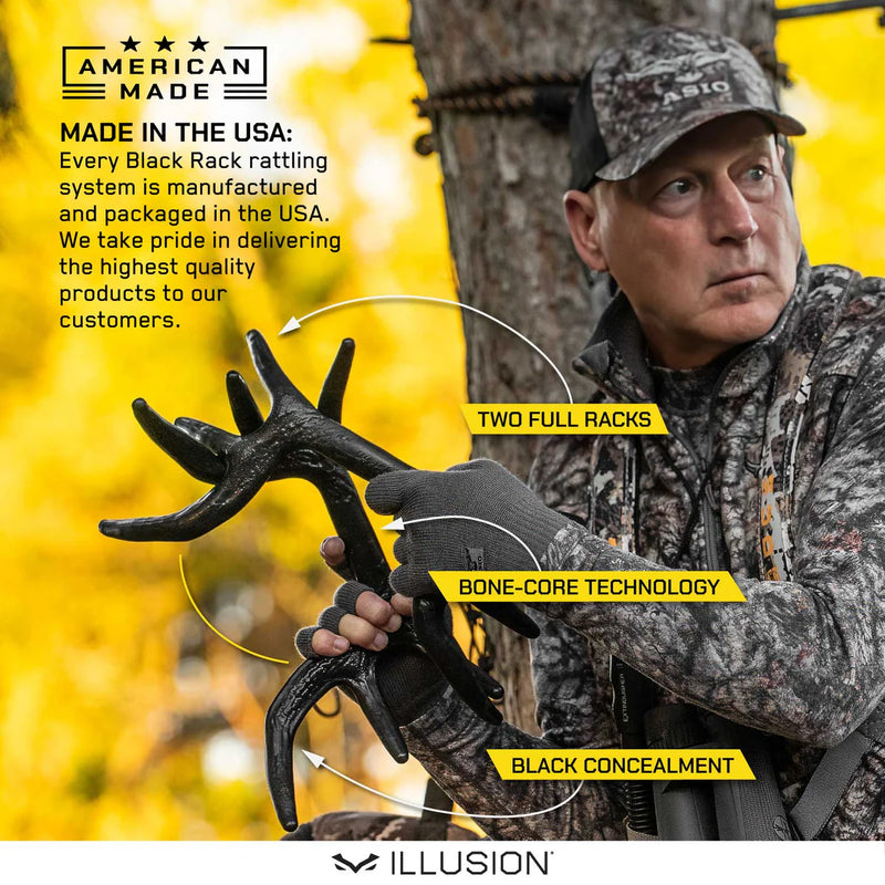 Load image into Gallery viewer, Illusion Outdoors Black Rack Rattling System — Rattle Antlers for Deer Hunting
