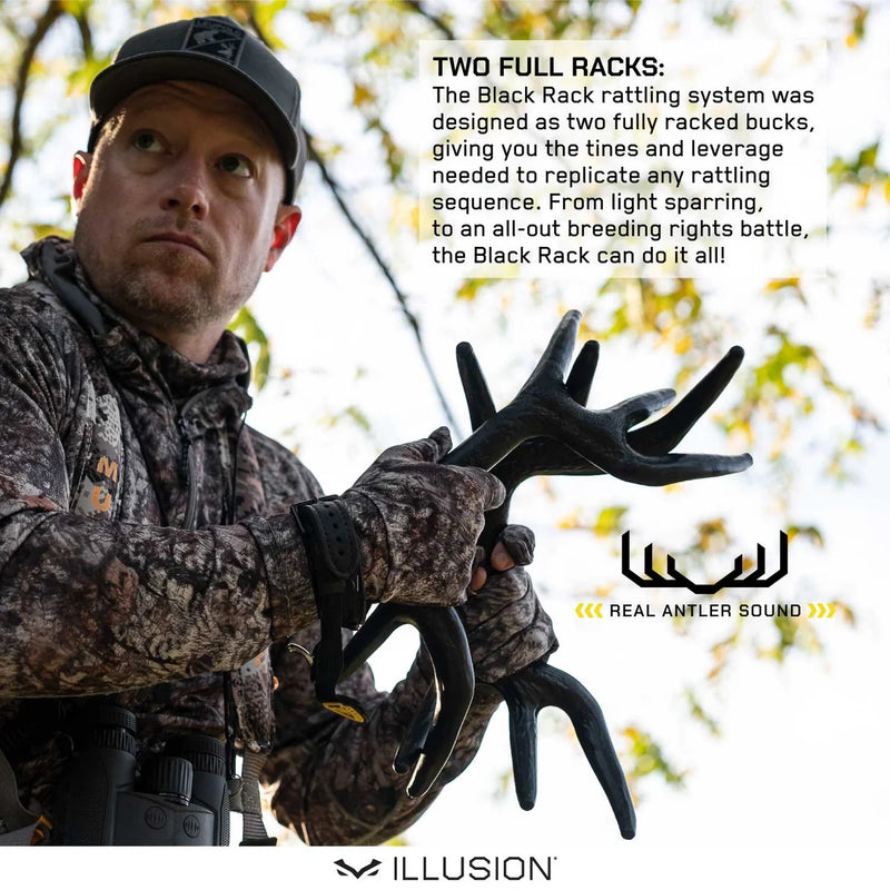 Load image into Gallery viewer, Illusion Outdoors Black Rack Rattling System — Rattle Antlers for Deer Hunting
