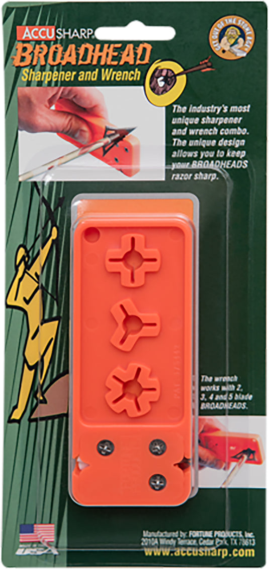 AccuSharp 013C Broadhead Sharpener & Wrench Tungsten Carbide Sharpener Orange