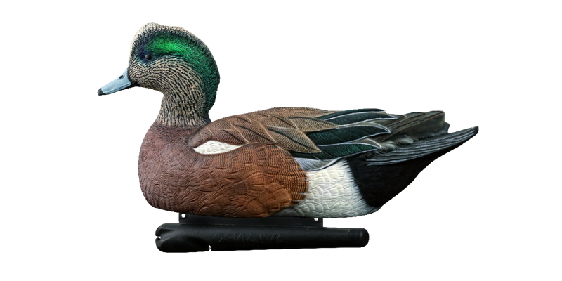 Load image into Gallery viewer, Wigeon duck decoy on a black background
