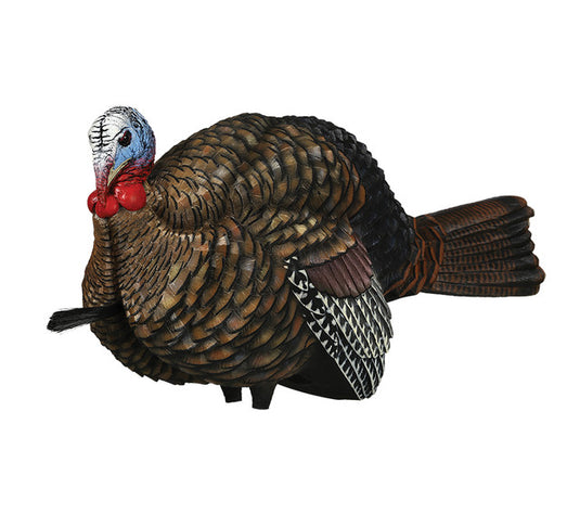 Turkey decoy against a white background