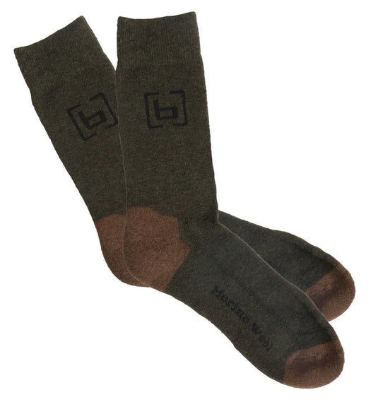 Banded Base Lightweight Calf Length Merino Wool Sock - Forest Green
