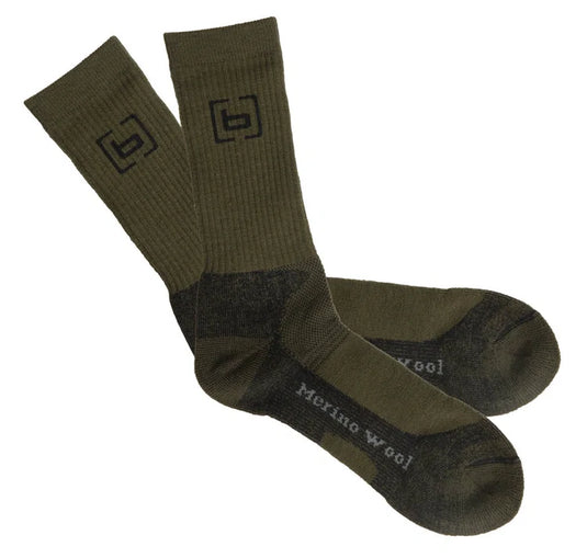 Banded Base Midweight Calf Length Merino Wool Sock - Hunter Green
