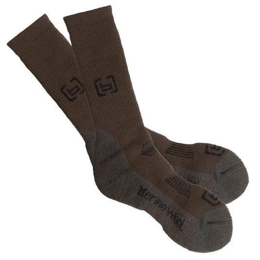 Banded Base Heavyweight Calf Length Merino Wool Sock - Chocolate