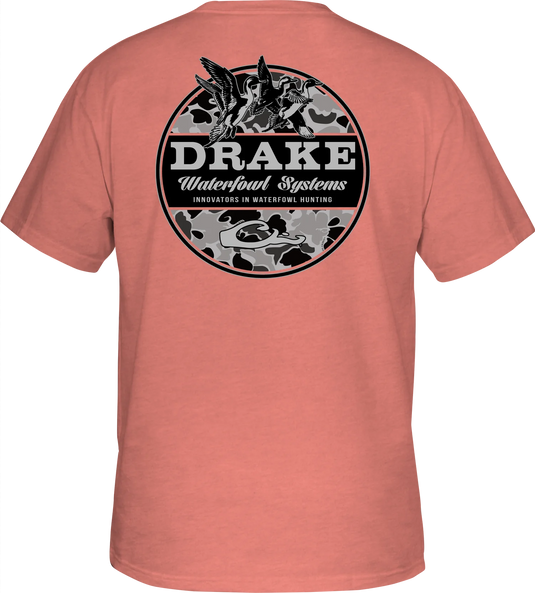 Drake Old School Circle T-Shirt - Peach Echo Light Heather