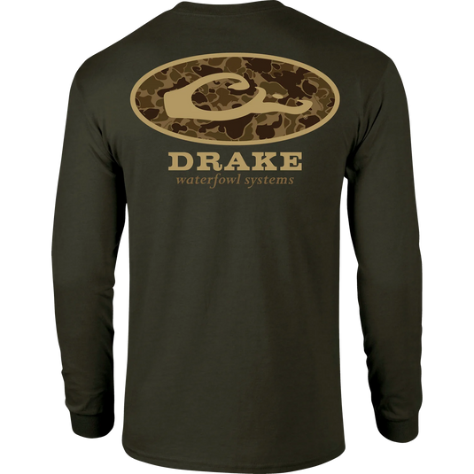 Drake Old School Oval Long Sleeve T-Shirt - Army Green