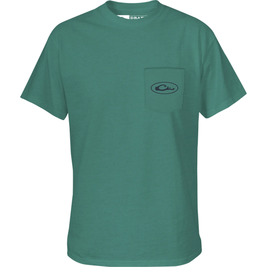 Drake Wood Duck Circle Tee Short Sleeve - Sea Blue Dark Heather