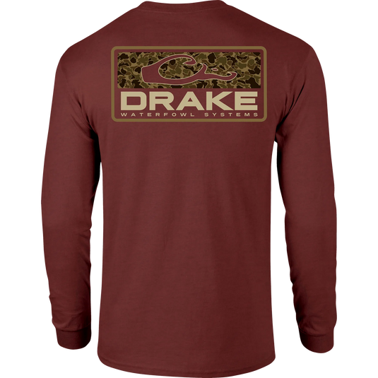Drake Old School Bar Long Sleeve T-Shirt - Red Dark Heather