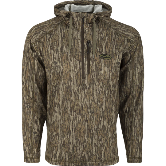 Drake Waterfowl MST Breathelite Quarter Zip Camo Hooded Base Layer