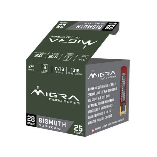Migra Bismuth Mono 28 Ga 6 Shot 2 3/4 Inch 11/16 oz 1318 Fps - 25 rd Box