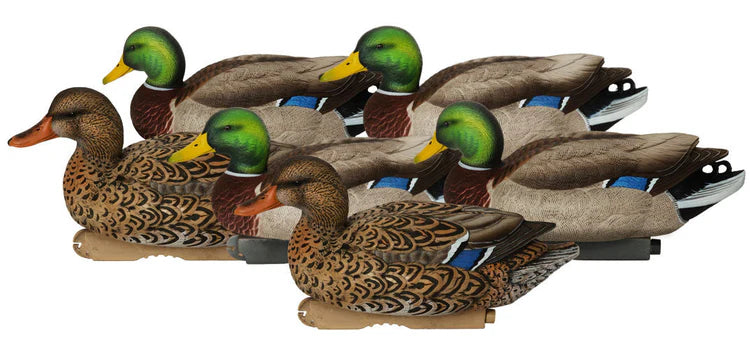 Load image into Gallery viewer, Set of duck decoys with detailed plumage on a white background
